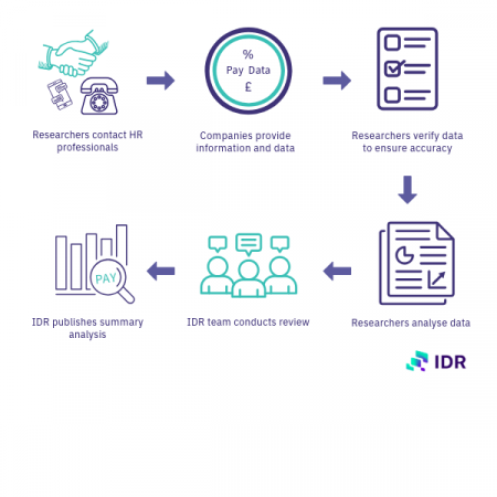 Infographic showing IDR's research process